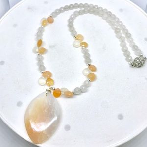 AAA Orange Fire Agate With Moonstone Necklace